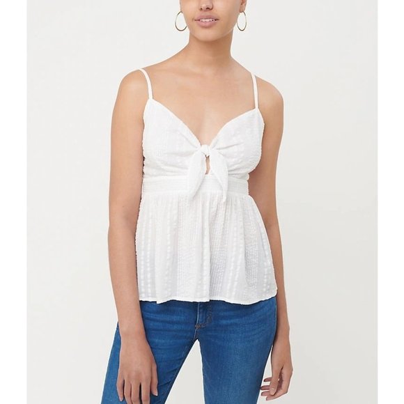 LOFT Tops - LOFT Top M White Tank White Tie Front Cotton Spaghetti Straps Summer NEW